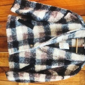 NWT Knox rose plaid faux fur and leather cropped jacket